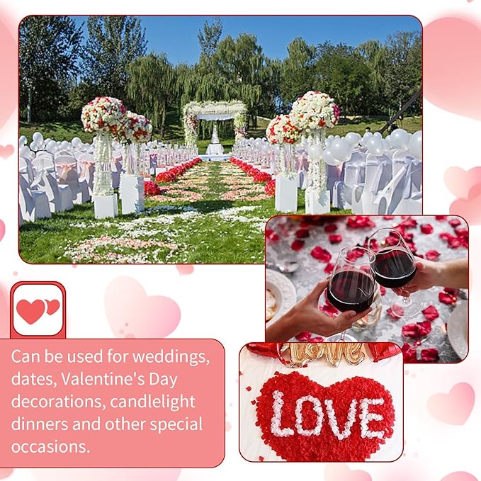 1000 Pcs Artificial Fake Rose Petals,Flower Petals for Romantic Night, Engagement, Party, Wedding, Event Flower Decorations, in Bulk(Red)