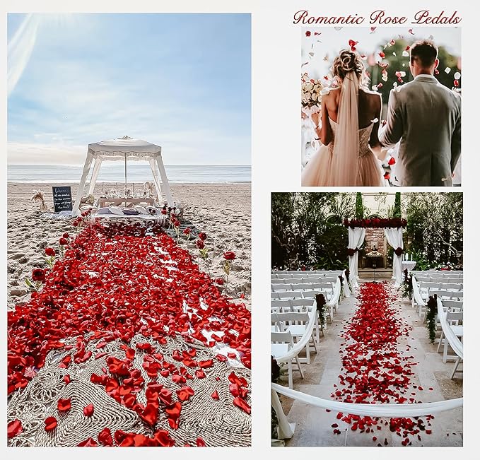 1000Pieces Rose Petals, Artificial Flower Petals Fake Rose Petals for Romantic Night,Wedding,Proposal Anniversary Flower Decorations (White)