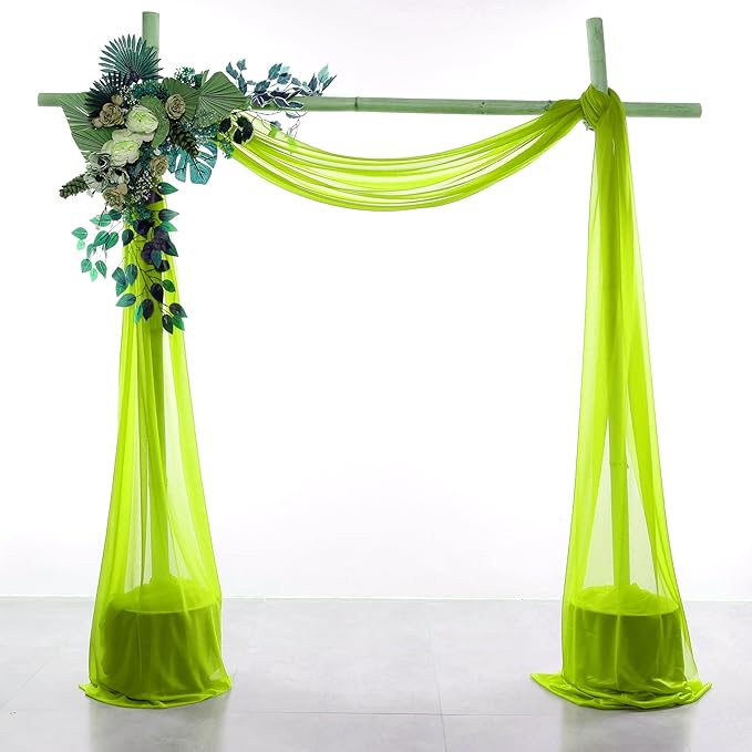 Fabric Parrot Green Sheer Chiffon Panels, 4 Pack, 30 in x 20 Ft