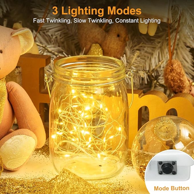 btfarm 30 Pack Fairy Lights Battery Operated [3 Modes], 7ft 20 Led Twinkle Lights String Lights Waterproof Bulk Small Mini Silver Wire for Christmas Mason Jars Wedding Table Centerpiece