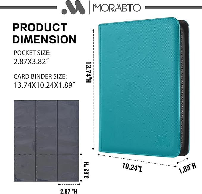 Card Binder 9 Pocket,Trading Card Binder Holds up to 360 Cards with 20 Sleeves,Zipper Card Holder Album Compatible with TCG Card/Game Cards/Sports Card