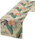 Peacock Table Runner,Pink Flower Peacock Birds Table Runner for Home Kitchen Dining Party Indoor Outdoor Decoration 13x36 Inch