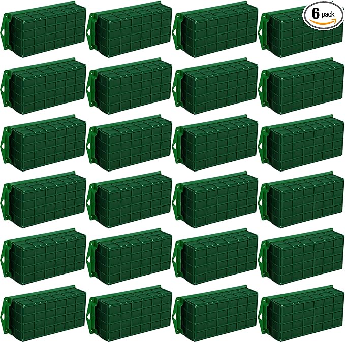 Boao 6 Pieces Floral Foam Cage Holder with Floral Foam for Fresh Flowers Cage Bowl for Table Centerpiece Flower Arrangement, Rectangle, 11.8 x 4.7 x 3.1 Inch