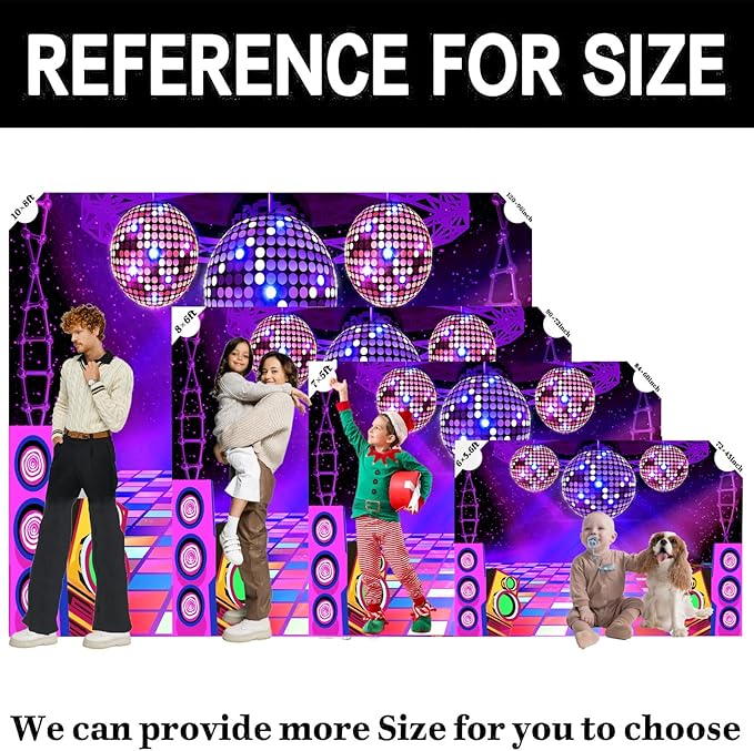 Dance Party Backdrop Retro 80s 90s Theme Stage Dance Ball Music Birthday Party Decoration DJ Photography Background 15 x 10 ft for Baby Shower Picture Photo Shoot Polyester Fabric,Purple