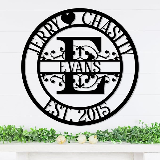 Personalized Metal Name Signs, Split Letter Monogram Wall Decor, Custom Last Name Sign, Family Name Sign for Outdoor, Personalized Wedding Gift, Garden Decor, Metal Wall Art, Housewarming Gift