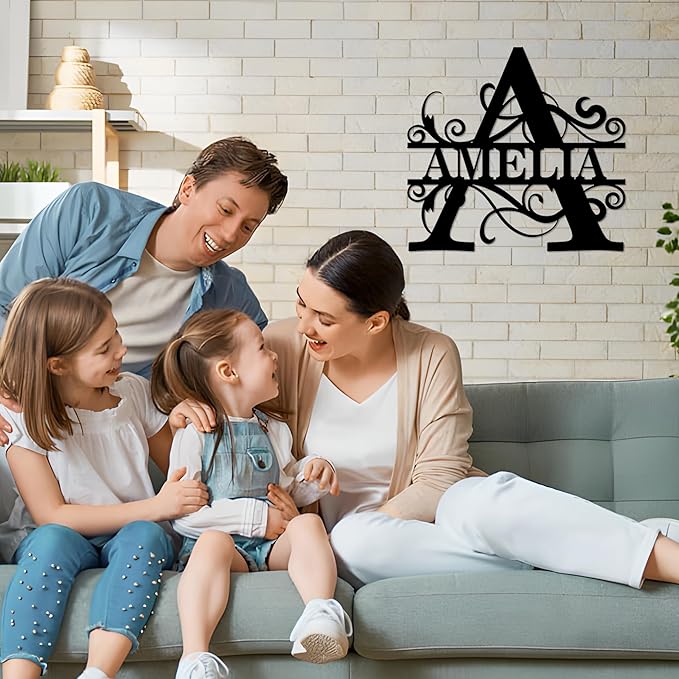 Custom Signs Outdoor Metal, Personalized Family Last Name Sign, Letter Monogram Metal Signs Wall Art For Home Decor, Name Sign Customized Housewarming Christmas Wedding Gifts For Women Men