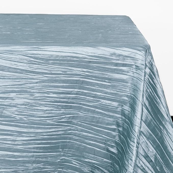 YOUR CHAIR COVERS - 90 x 156 inch Rectangular Crinkle Taffeta Tablecloth - Light Blue, Rectangle Table Linens for 8 ft Rectangular Tables, Wedding Crushed Table Cloth