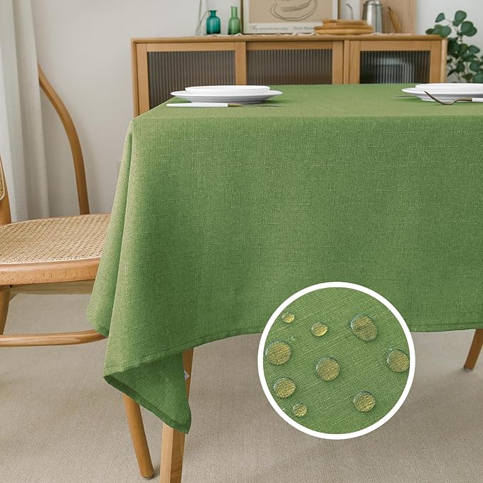 NLMUVW Olive Green Linen Tablecloth Square Tables, Water Resistant Textured Natural Table Cloth Farmhouse Table Cover for Kitchen Dining Coffee, 54 x 54 Inch