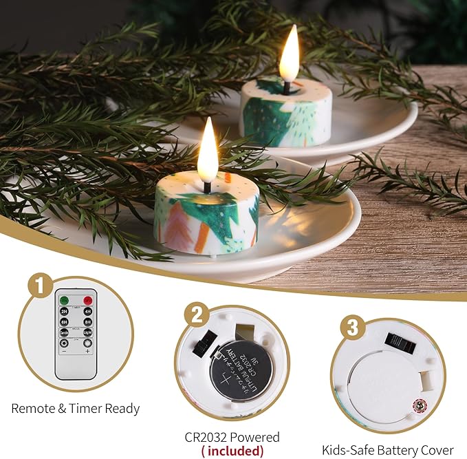 Flameless Candles Christmas Tree Tealights with Remote and Timer
