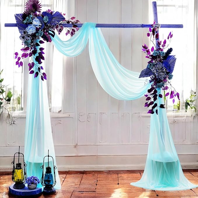 MDS Halloween Chiffon Draping Fabric - 1 Panel, 30" Wide x 20ft Long - Sheer Spooky Arbor & Canopy Drapery for Haunted House Backdrops, Party Ceilings, DIY Costumes & Themed Events - Teal