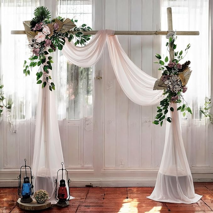 MDS Halloween Chiffon Draping Fabric - 2 Panel, 30" Wide x 40ft Long - Sheer Spooky Arbor & Canopy Drapery for Haunted House Backdrops, Party Ceilings, DIY Costumes & Themed Events - Nude