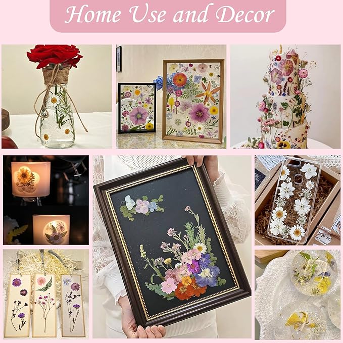120 Pcs Dried Pressed Flowers for Crafts, Real Natural Flowers in Vibrant Yellow, Orange & Red Tones for Resin, DIY Art, Jewelry, Scrapbooking & Candle Making – Tweezers Included