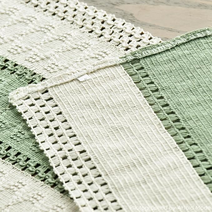 Artoid Mode Light Green Farmhouse Rustic Table Runner, Seasonal Holiday Hollow Kitchen Dining Table Decoration for Home Party Decor 12x108 Inch