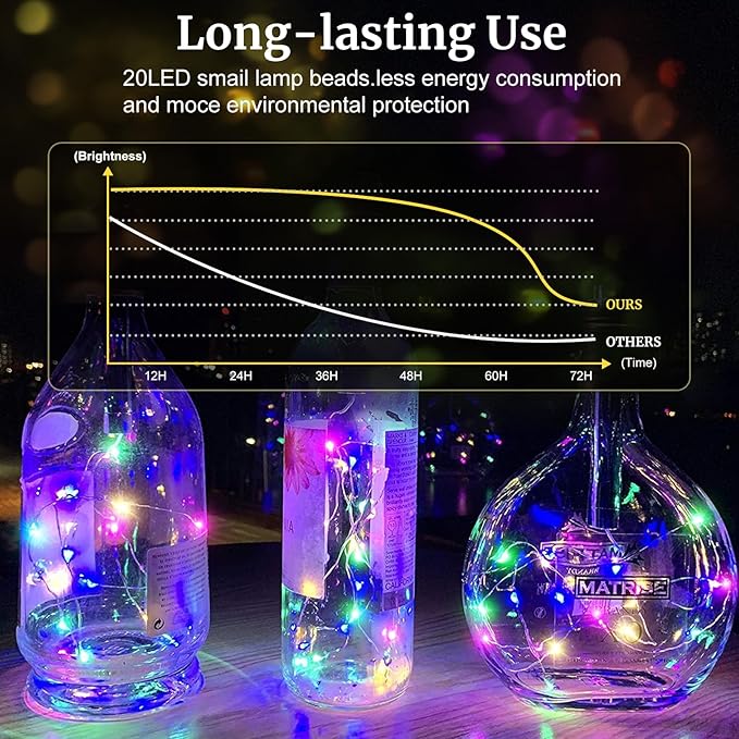 Aogist 12 Pack Fairy Lights 3 Modes 7ft 20 LED Waterproof,Battery Operated Silver Wire Firefly Starry Moon Mini String Lights for Mason Jars Christmas DIY Crafts Wedding Party Bedroom,Multicolor