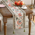 Designer Vintage Table Runner Long, 71 Inches – Linen, Elegant Floral