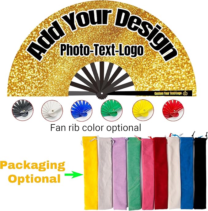 Custom Fans with Your Photo/Text - Personalized Folding Hand Fan for Line Dancing, Weddings, Parties | Decorative Gift for Women, Church Events & Dance Performances (100, 13 Inch)