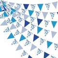 32Ft Shark Party Decorations Blue Cute Shark Triangle Flag Pennant Banner Fabric Garland Streamer for Kids Boys Ocean Birthday Sea Animal Nautical Baby Shower Under The Sea Party Decor Supplies