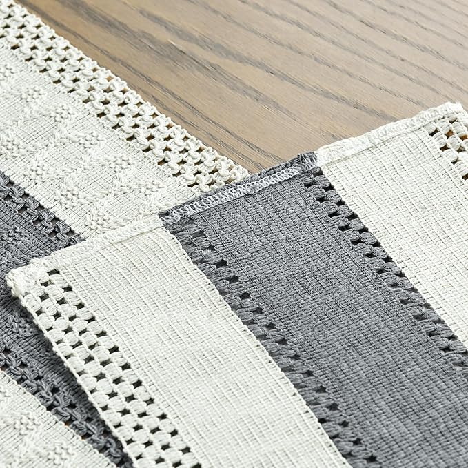 Artoid Mode Dark Grey Farmhouse Rustic Table Runner, Seasonal Holiday Hollow Kitchen Dining Table Decoration for Home Party Decor 12x90 Inch