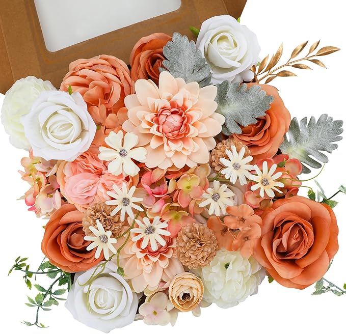 Artificial Flower Set in Light Champagne with Silk Peonies and Roses