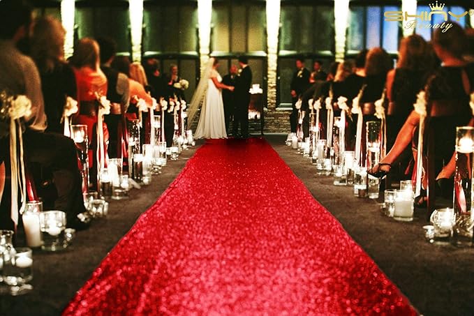 Aisle Runner Red Sequin Glitter Carpet 2 x 15 Ft