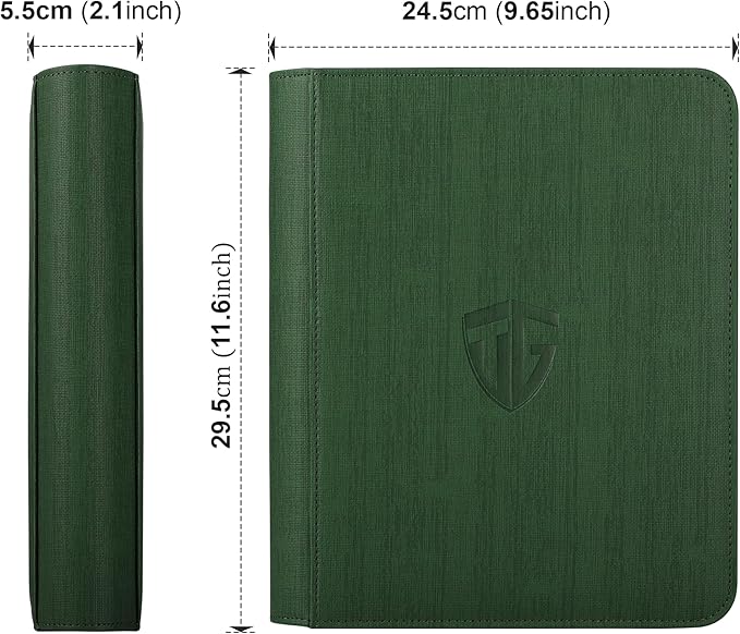 Toploader Binder,Holds 112 Toploaders, 4 Pocket Top Loader Binders for 3" x 4" Rigid Card Holders for Trading Cards or Sports Cards Binder (Dark Green)