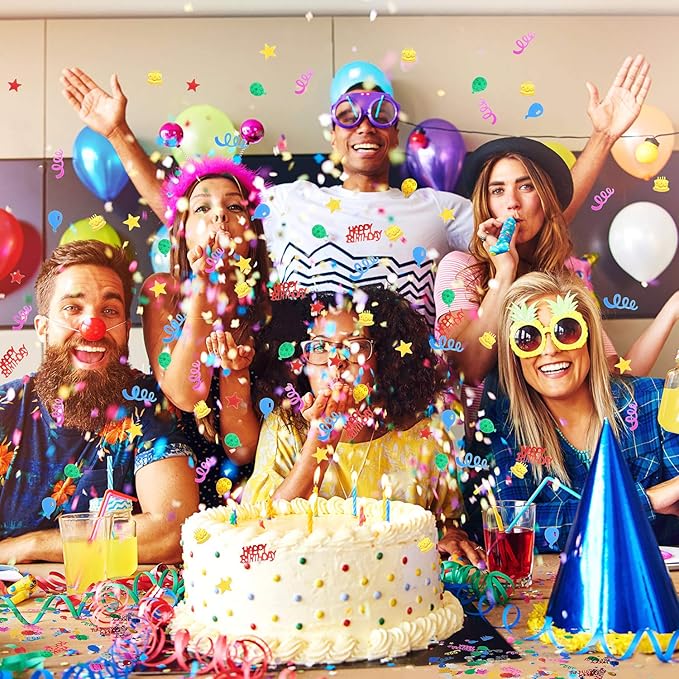 WILLBOND 3000 Pieces Happy Birthday Confetti Birthday Party Cake Confetti Metallic Foil Balloon Table Scatter Decorations for Carnival Baby Shower DIY Arts and Crafting