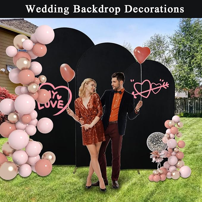 Background Support Stand Set of 3 Black Metal Arches for Events