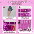 Foil Fringe Backdrop, 3 Pack, Hot Pink Shiny Tinsel Curtains for Party