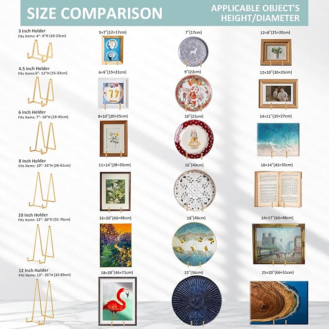 Plate Holder Easel Display Stand - 3 inch Metal Plate Stands for Display - Tabletop Picture Stand - Gold Iron Easels for Display Pictures | Photo Frames | Book | Decorative Plates | Plaque - 1 Pack