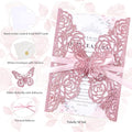 Wedding Invitations Butterfly Laser Cut Invitation, 50PCS – Pink