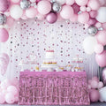 Table Skirts, 2 Pack – Pink, 29x108" Metallic Foil Tinsel Fringe Table
