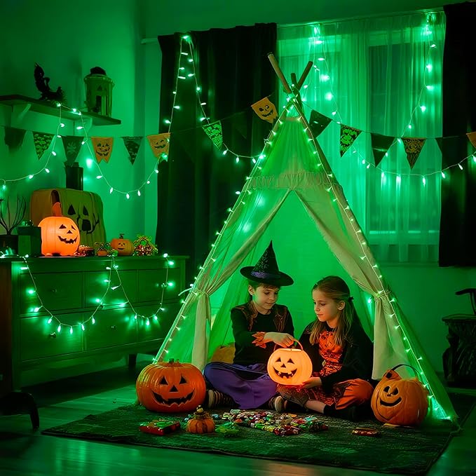 String Lights, 168ft Green Halloween Decor, 600 LEDs and Remote