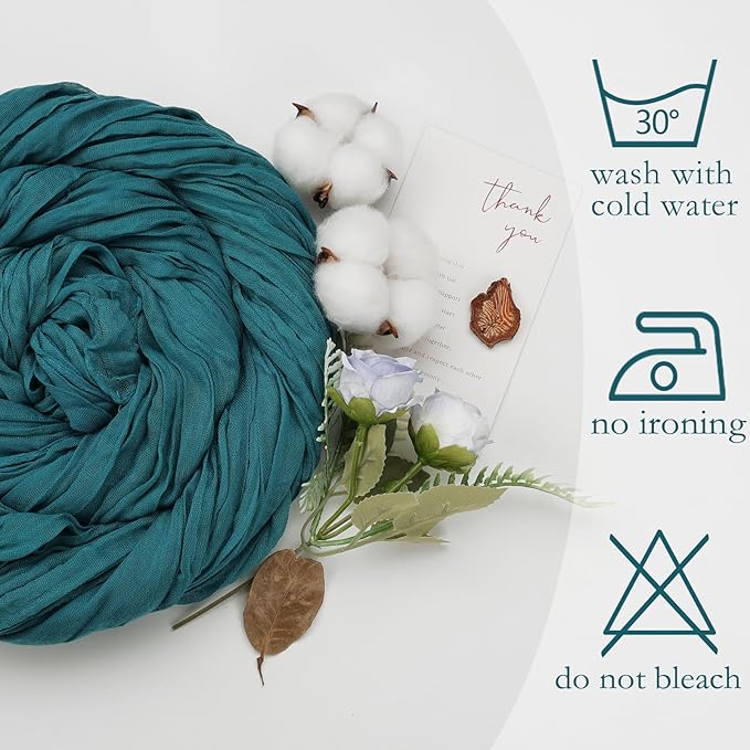 12 Pack Teal Cheesecloth Table Runner 10ft Boho Gauze Fabric Cheese Cloth Table Runner 35 x 120 Inch Rustic Sheer Runner for Romantic Wedding Decor Baby Shower Party Table Centerpiece Decoration