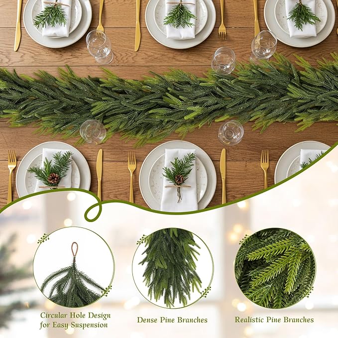 Christmas Garland 9 ft Norfolk Pine Green PE 4-Pack