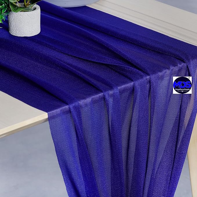 MDS Halloween Chiffon Table Runner - 15 Pack, 29 x 170 Inches, 14ft Each - Sheer Spooky Table Runners for Haunted House Parties, Trick-or-Treat Tables, Witchy Décor, Wedding & Events - Royal Blue
