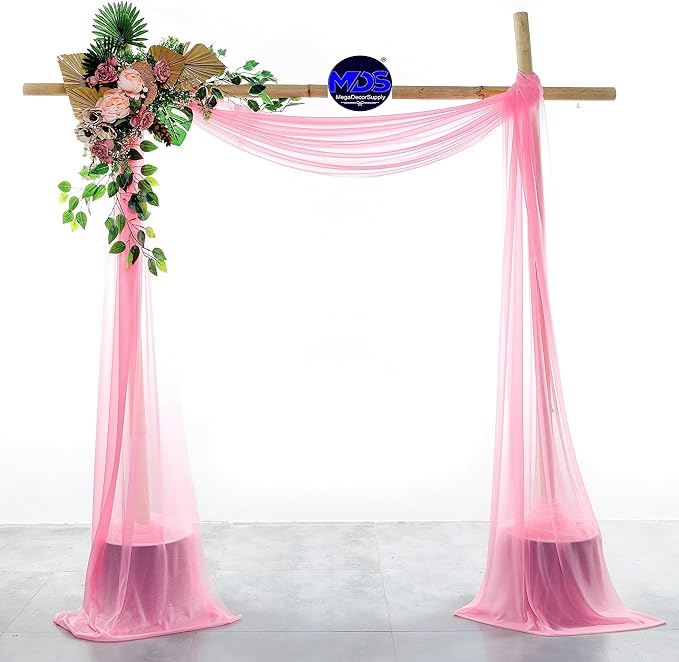 MDS Halloween Chiffon Draping Fabric - 1 Panel, 30" Wide x 50ft Long - Sheer Spooky Arbor & Canopy Drapery for Haunted House Backdrops, Party Ceilings, DIY Costumes & Themed Events - Coral