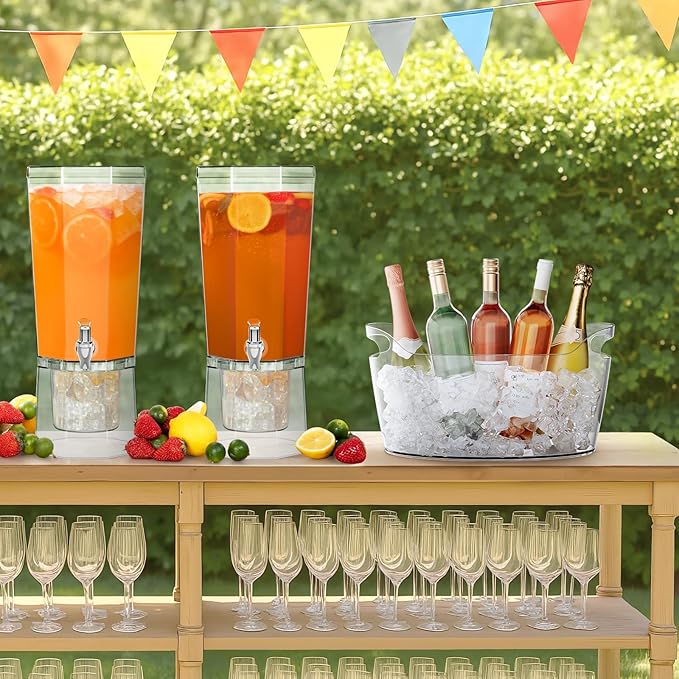 Lifewit 6.5L Ice Bucket for Parties 2 Pcs (in 1 Package), Portable Drink Bucket for Cocktail Bar, Plastic Champagne Cooler for Beverage/Wine/Beer, Mimosa Bar Supplies Chiller Tub with Scoop