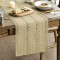 Artoid Mode Burlap Brown Farmhouse Woven Rustic Hollow Table Runner, Seasonal Holiday Hollow Kitchen Dining Table Decoration for Home Party Decor 12x120 Inch