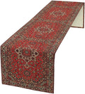 Vintage Boho Floral Table Runner, Rustic Country Farmhouse Red Black Retro Flower Pattern for Home Kitchen Table Decor Dining Coffee Room Party Decor 13x36in