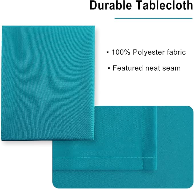 Hiasan Rectangle Tablecloth - Water Resistant and Spillproof Kitchen Washable Polyester Fabric Table Cloth for 6 Foot Tables, 70 x 90 Inch, Turquoise