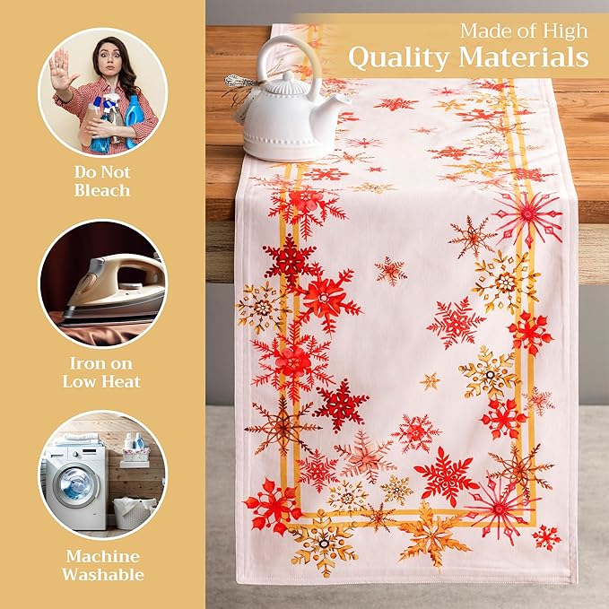 Maison d' Hermine Table Runner 100% Cotton Double Layer Table Runners 108 inches Long Decorative for Home Kitchen Dining Party Baby Shower Wedding Bridal Shower (Crystal Star, 14.50" x 108")