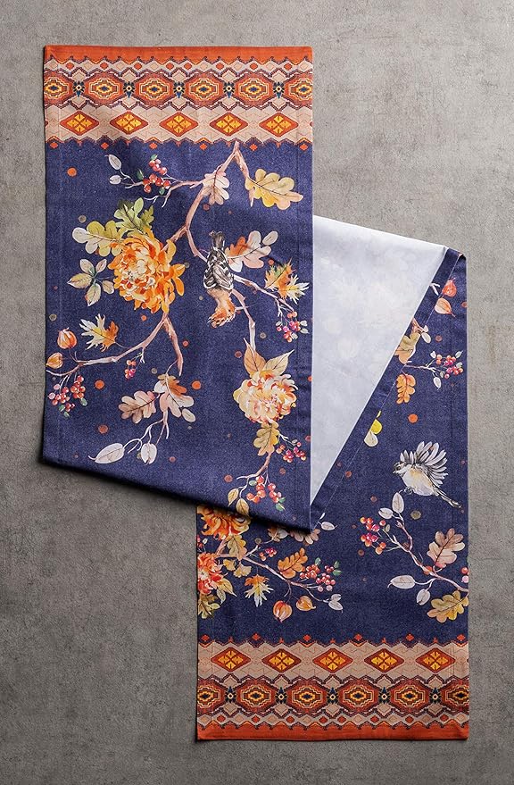 Maison d' Hermine Table Runner 100% Cotton Single Layer Table Runners 60 inches Long for Thanksgiving Christmas Decorations Home Kitchen Dining Party Wedding (Kelim - Infinity, 14.5" x 60")