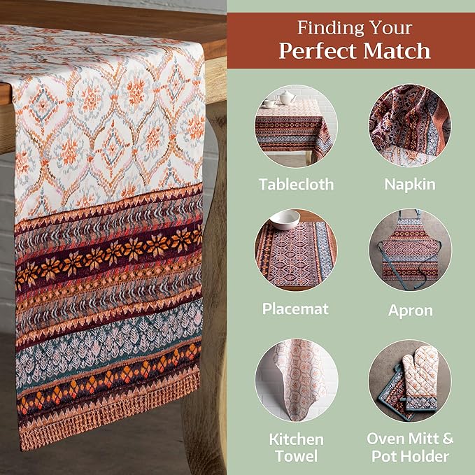 Maison d' Hermine Table Runner 100% Cotton Single Layer Table Runners 108 inches Long for Thanksgiving Christmas Decorations Home Kitchen Dining Party Wedding (Fair Isle, 14.5" x 108")