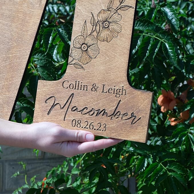 Decorative Wood Wedding Guest Book Sign with Pen, 12 to 30 Inch Letters