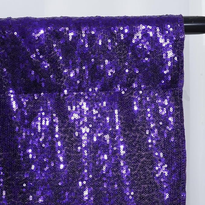 Poise3EHome 8Ft x 10Ft Purple Sequin Backdrop, Glitter Thick Satin Sequin Background Drapes, Sequence Backdrop for Halloween Wedding Party Holiday Festival Decor