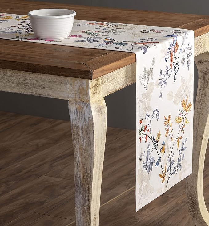 Maison d' Hermine Table Runner 100% Cotton Single Layer Table Runners 48 inches Long for Thanksgiving Christmas Decorations Home Kitchen Dining Party Wedding (Equinoxe - Beige, 14.5" x 48")