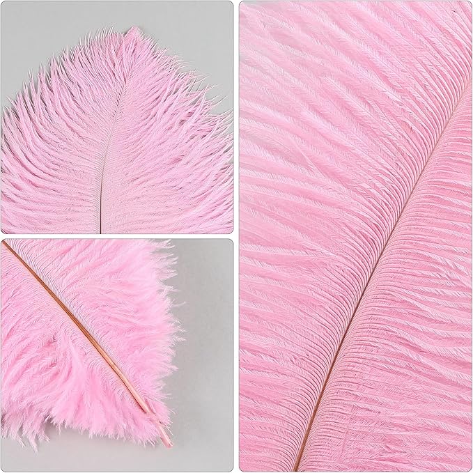 THARAHT Pink Ostrich Feathers 12pcs Natural Bulk 10-12Inch 25cm-30cm for Crafts Wedding Party Centerpieces Easter Gatsbi and Home Decoration Feathers