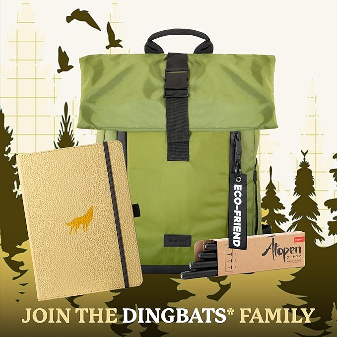 Dingbats* Wildlife Plain Writing Journal Notebook A5 - Vegan Leather Hardcover - Ideal for Work, Travel - Pocket, Elastic Closure, & Bookmark