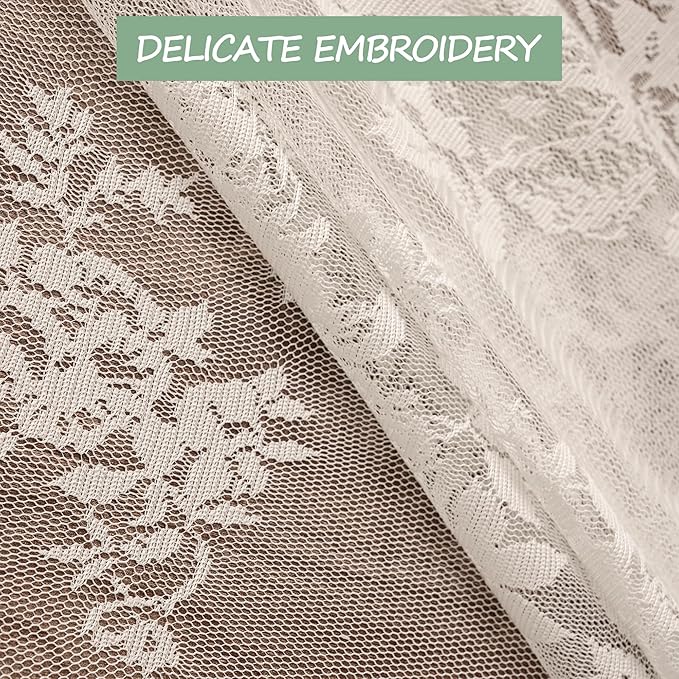 Jayla White Lace Tablecloth for Rectangular Tables, Vintage Style Wedding Table Cloths for Reception, Baby Shower, Birthday Party, Formal Dining, Dinner Parties 60 X 84 Inches