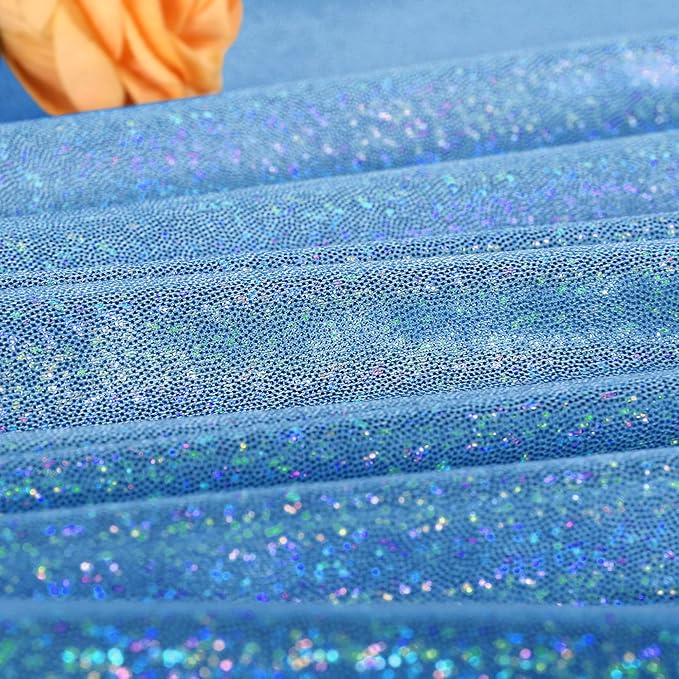 Fitable Blue Sequin Tablecloth for Parties 60 Inch Round - Sparkle Glitter Laser Round Overlay for Wedding Baby Shower Holiday Banquet, Best for 24-48inch Diameter Round Table